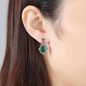 LUOTEEMI Moda Yeni Yeşil Oval CZ Damla Küpe Kadınlar Için Trendy Siyah Rodyum Lüks CZ Dangle Küpe