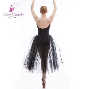 Tutù Lungo Romantico Nero per Danza Classica <span class=keywords><strong>da</strong></span> Ragazza, Abito in Tulle Morbido 17002-2 - Product Image 4