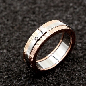 Anello classico Design rotazione calendario e data gioielli anello donna rosa in acciaio inossidabile - Product Image 4