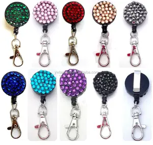 Xiangxing high quality retractable yoyo badge holder, rhinestone retractable yoyo id card holder