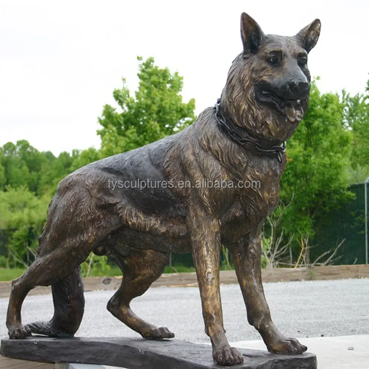 Al aire libre de la decoración del jardín de bronce perro pastor <span class=keywords><strong>alemán</strong></span> escultura