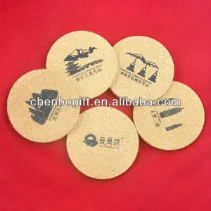 OEM Natural cork coasters, silk screen print one color logo cork cup holder, round shape cork coffee drink coaster