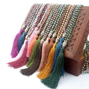 Collier de prière pour tête de bouddha, fait à la main, en cristal, long pampille, perle de prière, ngamo, 1 pièce - Product Image 1