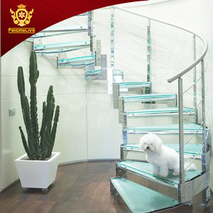 Arten von Treppenstufen in Treppenhäusern und Moderne Runde Gebogene Glas-Treppe - Product Image 4