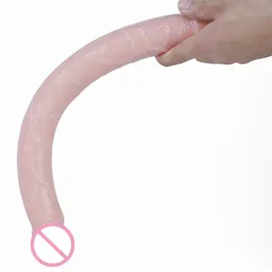 Giocattoli del sesso doppio pene di plastica lungo dildo stand up per le ragazze e lez