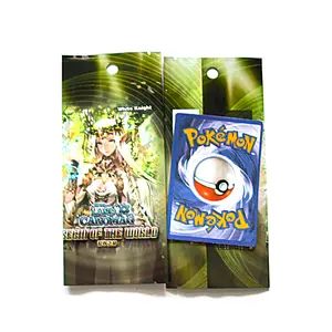 Thank You Plastic Bags Custom Printing Low MOQ Aluminum Foil Lined Back Middle Seal Custom Printed Plastic Game Card Packaging Bags With Hanging Hole