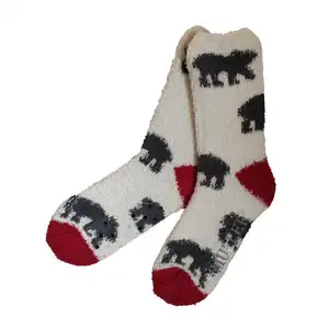 Women's Winter Anti Slip Fuzzy Socks with Polar Bears on Bascis