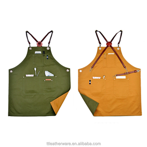 ผ้ากันเปื้อนสายหนัง,ผ้าใบขนาดใหญ่เคลือบแว็กซ์ด้านหลังแบบไขว้สำหรับทำอาหาร BBQ - Product Image 3