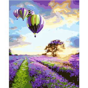 Hand Painting Oil Canvas Hot Air Balloon And Tree Modern Oil Painting Diy On Canvas The Canvas Print Living Room