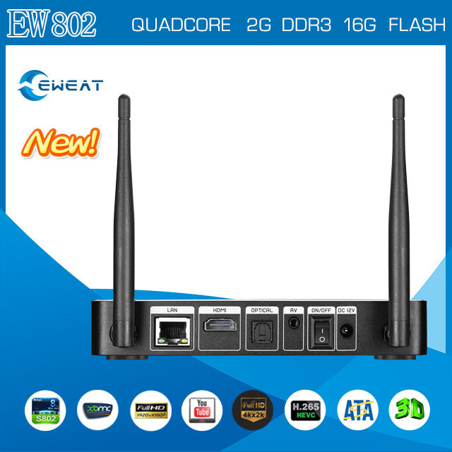 android tv box quad core 1080p full hd de xbmc precargado amlogic s802 android tv box construido- en wifi( 5.8ghz y 2.4ghz)