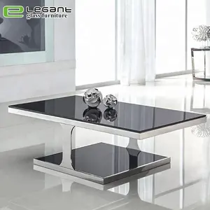 Stile europeo nero centro tavolo quadrato di vetro tavolino per soggiorno