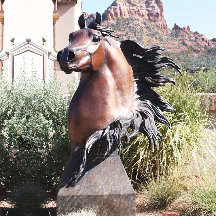 中国クラシックブロンズ干支動物馬頭彫刻像