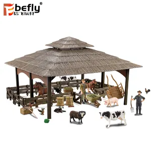 Natuurlijke gift diy play set plastic farm animal model speelgoed met menselijk