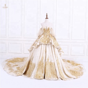 JUSERE מקורי עיצוב חתונת שמלות סטרפלס זהב טירת רקמת חרוזים תפור לפי מידה ערבית שמלת כלה לנשים - Product Image 2