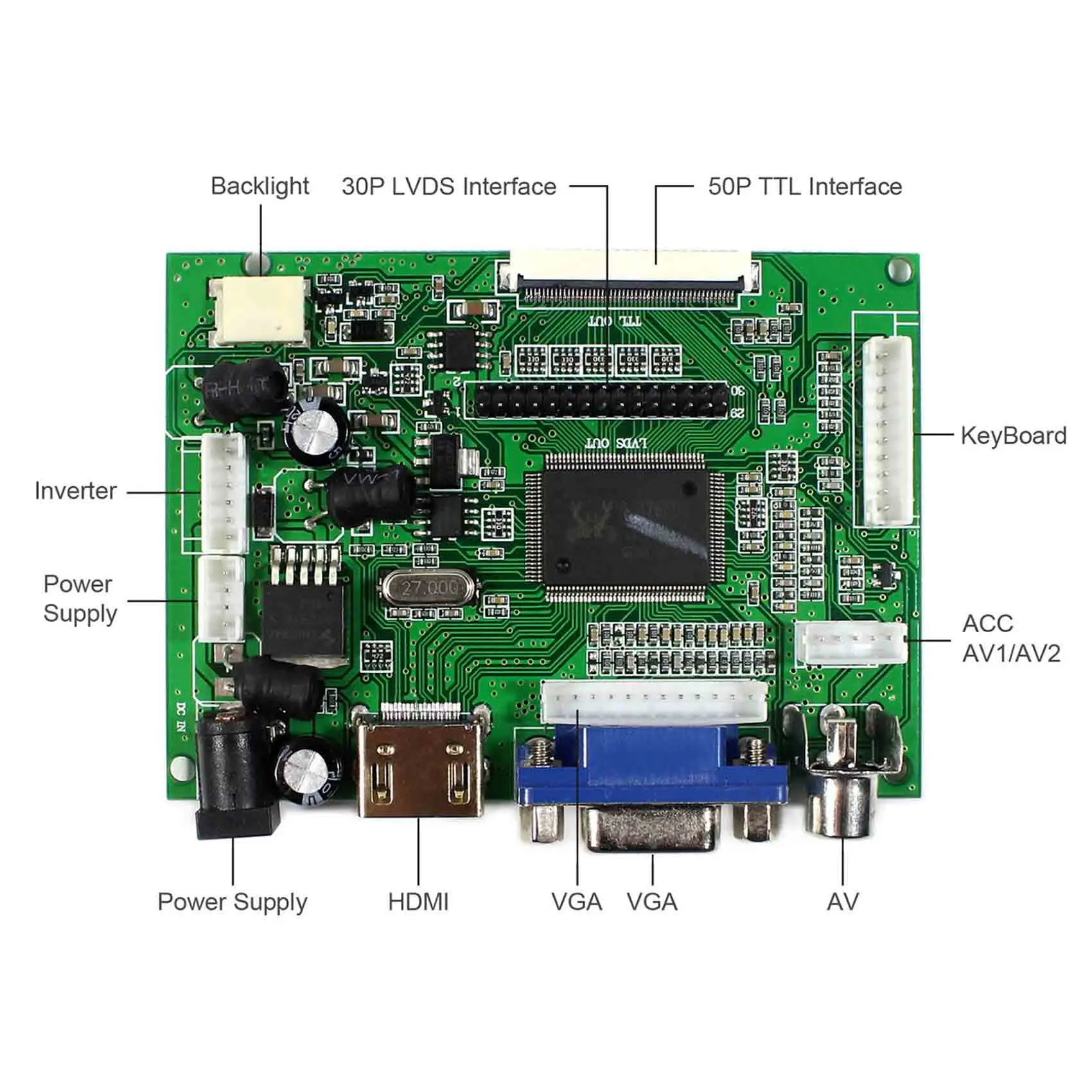 Lcd controller Board Reversing for lcd Panel from 7~22 Inch Up to 1920x1080 resolution