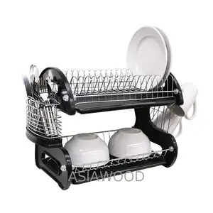 Ktaxon 2 Tier Dish Drainer Drying Rack Large Capacity Kitchen Storage  Stainless Steel Holder,Washing Organizer