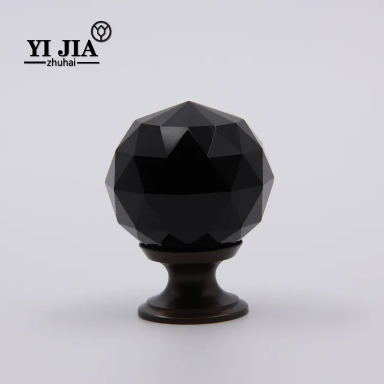 Art Deco Black Antique Oil Rubbed Bronze Mirror Ball Glass Knob