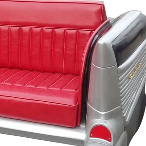 1957年製のインダストリアルレトロな車型ソファ、メタル製、赤色、ヴィンテージクラシックカー型ソファ、バー、ホームバー、カフェ用 - Product Image 6
