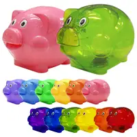 Caja de plástico para ahorro de dinero, divertida, multicolor, barata, con forma de cerdo