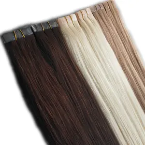 100g 40pcs 20" 22" double drawn tape human hair extension with blonde color