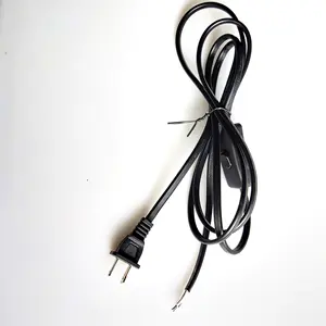 6 pies estándar de EE. UU. 18AWG2C NISPT-2 2 pin cable de alimentación con/Off en línea interruptor en negro de sal del himalaya lámpara de