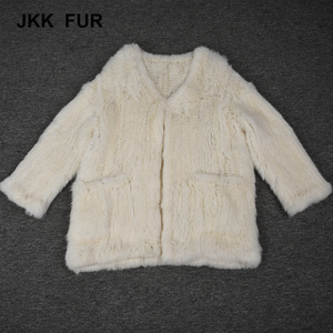 Mujeres conejo Real escudo Primavera de punto abrigo precio barato señoras chaqueta caliente gruesa - Product Image 6