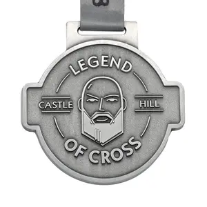 Santo religioso legend of cruz antigo acabamento 2D comemorativa medalha de metal com fita