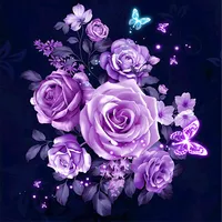 Rosa púrpura flor hogar decorativo arte pintura en lienzo