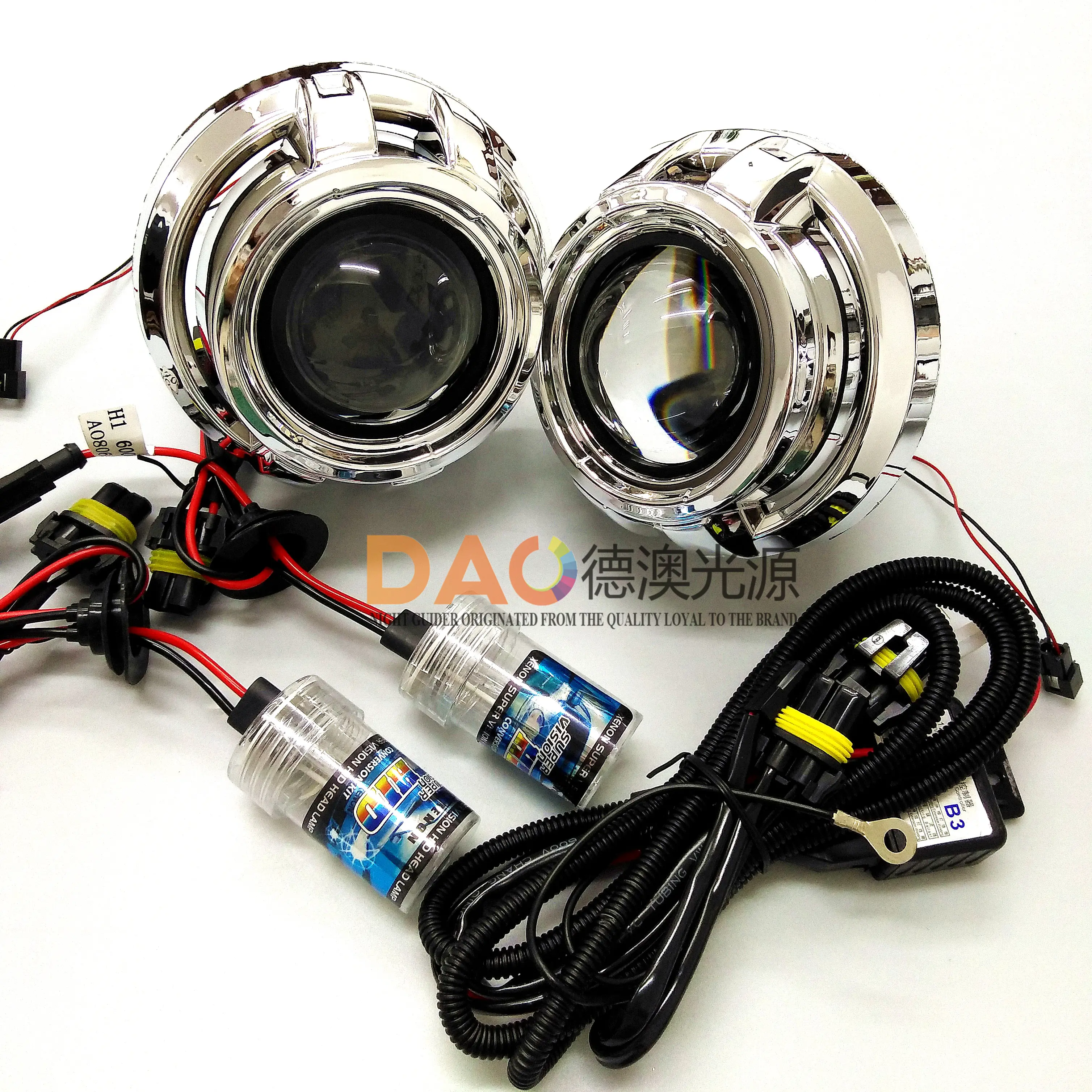 DAO Car Light Accessories Bi Led Lens 3 Inch Universal H1 Bulb Hi Low Beam Bi Xenon HID Projector Lens For Car Light