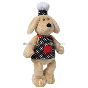 Creative Restaurant <strong>Mascot</strong> Dog Plush Toy Promotional Gifts Chef Hat Stuffed Animals Soft Chef Dog Plush Toys