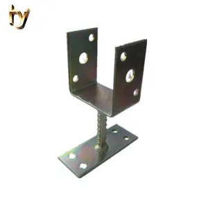 European Popular U shaped angle metal Connector square Steel pole Brackets for wood