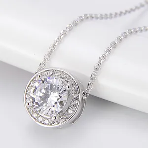 ZHILIAN Sterling Silver 925 Jewelry Mom Gift Cubic Zircon CZ Stone Pendant Necklaces for Women