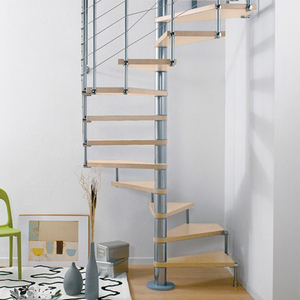 Rotonda ferro legno scala scala moderna scala a chiocciola di disegno - Product Image 4