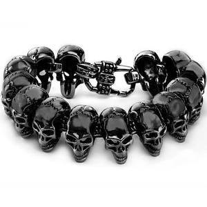 Joyería de los hombres crisol Acero inoxidable mueca del cráneo pulsera del acoplamiento - Product Image 2