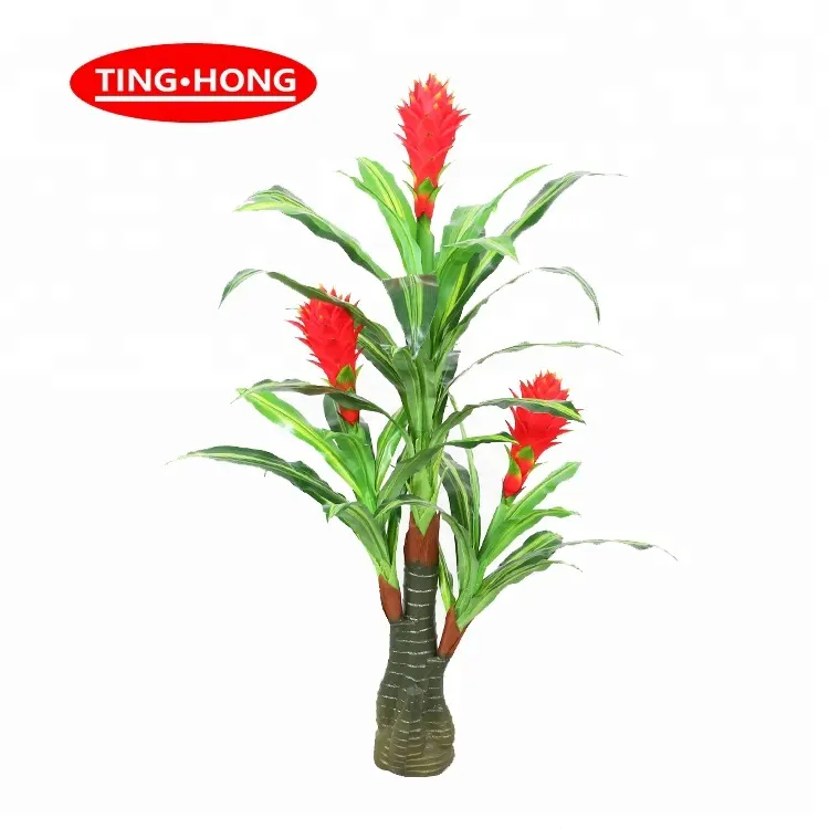 Árbol de la buena suerte artificial, 165cm de alto con 3 flores rojas, plantas decorativas, novedad