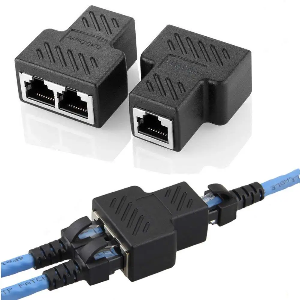 RJ45 Network Splitter Adapter connector RJ45 1 Female to 2 Female Socket Port LAN Ethernet Network Splitter Y Adapter