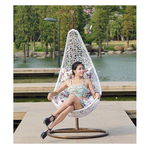 Silla Colgante de Mimbre Estilo <span class=keywords><strong>Bali</strong></span> con Forma de Melón para Exteriores de Verano con Soporte - Product Image 4