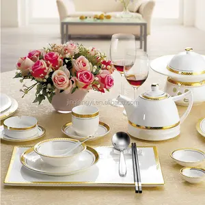 BYA series elegant gold rimed porcelain dinner sets chaozhou ceramic factory crockery dinnerware