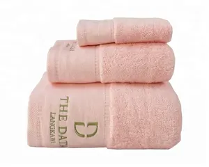 China new product gift towel set supplies Pakistan 100% cotton terry pink embroidery towels