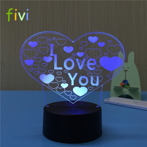 Cuore di amore Sensore HA CONDOTTO LA Luce di Notte Per Bambini 3D Luminaria Lampada Atmosfera Romantica Camera Da Letto Nightlight Vacanze Decorazione