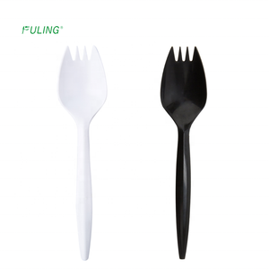 Cubiertos Desechables de Plástico de Grado Alimenticio de 5.5 Pulgadas, Envueltos Individualmente en Plástico PP, Blancos/Negros, con Logotipo Personalizado - Product Image 1