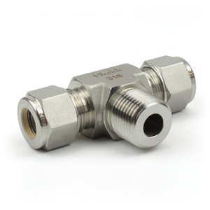 Fabriek Hikelok Roestvrijstalen Dubbele Ferrule Fittingen <span class=keywords><strong>1</strong></span>/<span class=keywords><strong>4</strong></span> Mannelijke Tak T-Buis - Product Image 1