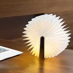 나무 접는 Magicfly USB 충전식 책 모양의 빛 따뜻한 화이트 Led 책상 테이블 램프 장식