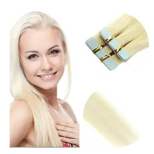 Tape In Extensions Human Hair 60 Platinum Blonde Tape Hair Extensions Real Hair 18 Inch Seamless Skin Weft Extensions