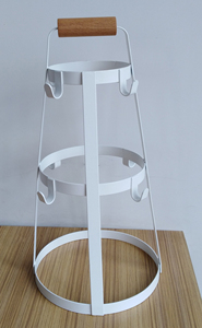 Hot Sale Eco-Friendly Metal <b>Mug</b> Tree <b>Stand</b> Wooden Top Handle White Powder Coating for Kitchen Tableware Drinkware Rack Holder - Product Image 3