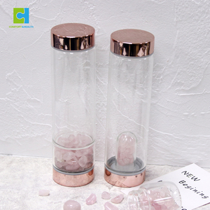 Bouteille d'eau <span class=keywords><strong>en</strong></span> <span class=keywords><strong>verre</strong></span> isolé avec bouchon, pierres de guérison, cristaux de transport, sûr et <span class=keywords><strong>incassable</strong></span>, 1 pièce - Product Image 3
