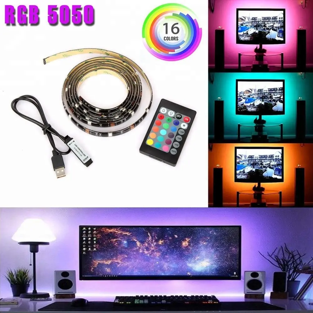 USB 2835 5050 RGB 1M 2M 3M 4M 5M Desktop Screen Gaming Room TV Decoration Backlight Immersion Lighting Flexible LED Strip Light
