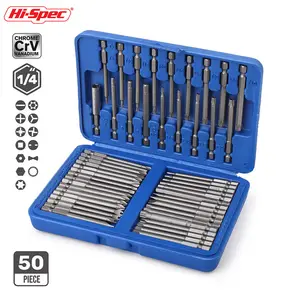 50 buah 75mm Set mata obeng ekstra Panjang Multi tipe mata obeng termasuk Torx keamanan dan Hex dengan panjang yang diperluas 1/4 batang Hex