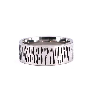 Gratis Op Maat Gemaakte Trouwring Met Gratis Graveren Logo Ontwerp Uw Eigen Logo Titanium Ring Op Maat Geëtst Logo Titanium Ring