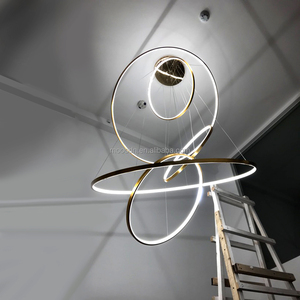 Moderno nordico sottile oro o ottone spazzolato rotondo ciondolo luce LED 5 metallo <span class=keywords><strong>lampadario</strong></span> <span class=keywords><strong>ad</strong></span> anello per l'home office - Product Image 6